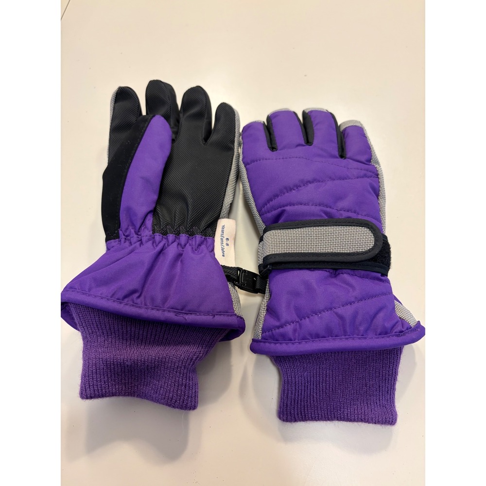 Magarrow Kids Purple Snow Gloves Insulated Winter Ski Mittens Size 6-8 Years